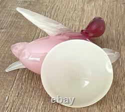 Murano Art glass Swan figurine Pink & White designed by Archimede Seguso 50s/60s