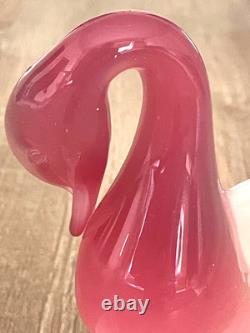 Murano Art glass Swan figurine Pink & White designed by Archimede Seguso 50s/60s