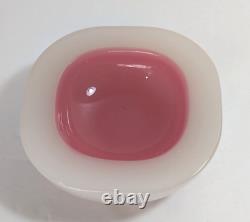 Murano Barbini For Seguso Opaline White & Pink Studio Glass Bowl Vintage MCM