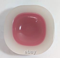 Murano Barbini For Seguso Opaline White & Pink Studio Glass Bowl Vintage MCM