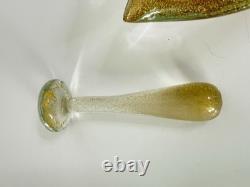 Murano Barovier Toso Gold Aventurine Pink Swirl Art Glass Bowl Ashtray W Damper