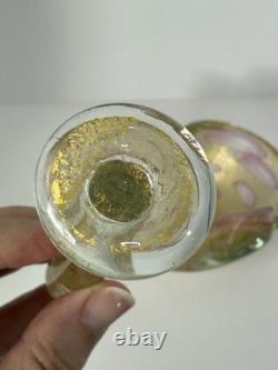 Murano Barovier Toso Gold Aventurine Pink Swirl Art Glass Bowl Ashtray W Damper