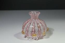 Murano Cenedese Vetri Vase Vintage pink & white latticino glass