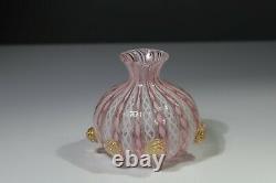 Murano Cenedese Vetri Vase Vintage pink & white latticino glass