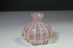 Murano Cenedese Vetri Vase Vintage pink & white latticino glass