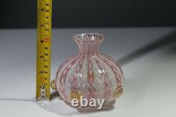 Murano Cenedese Vetri Vase Vintage pink & white latticino glass