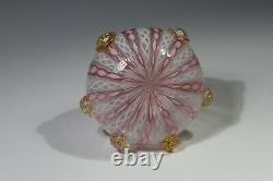 Murano Cenedese Vetri Vase Vintage pink & white latticino glass