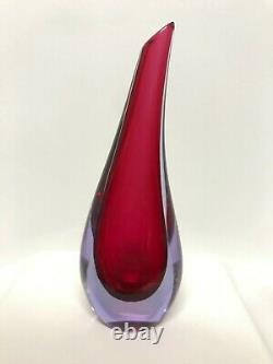 Murano Cranberry pink glass vase Italian SVCC vetri d'arte