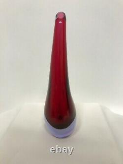 Murano Cranberry pink glass vase Italian SVCC vetri d'arte