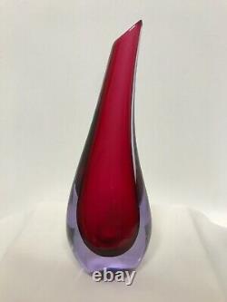 Murano Cranberry pink glass vase Italian SVCC vetri d'arte