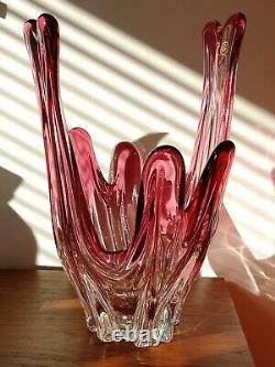 Murano Finger Vase, Pink Glass, Vintage, Signed