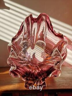 Murano Finger Vase, Pink Glass, Vintage, Signed
