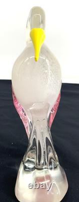 Murano Flamingo Art Glass Pink Yellow Clear 11 Tall MCM