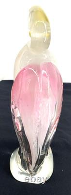 Murano Flamingo Art Glass Pink Yellow Clear 11 Tall MCM