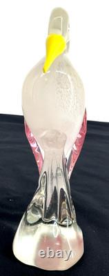 Murano Flamingo Art Glass Pink Yellow Clear 11 Tall MCM