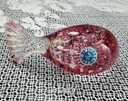 Murano Fratelli Toso Pink Art Glass Bird Dove Controlled Bubbles Original Label