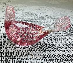 Murano Fratelli Toso Pink Art Glass Bird Dove Controlled Bubbles Original Label