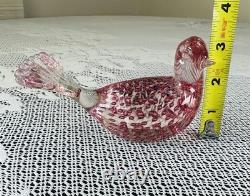 Murano Fratelli Toso Pink Art Glass Bird Dove Controlled Bubbles Original Label