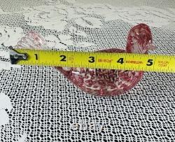 Murano Fratelli Toso Pink Art Glass Bird Dove Controlled Bubbles Original Label