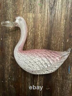 Murano Genuine Art Glass Elegant Pink Swan