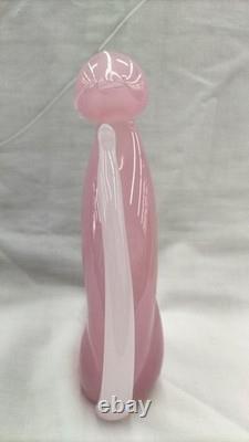 Murano Glass Cat Figurine by Archimede Seguso Pink Interior Italy