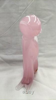 Murano Glass Cat Figurine by Archimede Seguso Pink Interior Italy