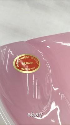 Murano Glass Cat Figurine by Archimede Seguso Pink Interior Italy
