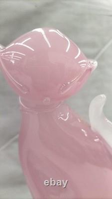 Murano Glass Cat Figurine by Archimede Seguso Pink Interior Italy