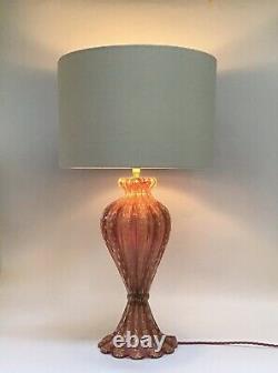 Murano Glass Lamp Barovier Toso Cordonato DOro Pink & Gold Aventurine