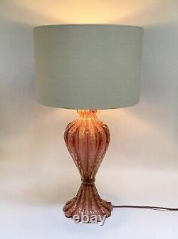 Murano Glass Lamp Barovier Toso Cordonato DOro Pink & Gold Aventurine