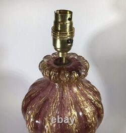 Murano Glass Lamp Barovier Toso Cordonato DOro Pink & Gold Aventurine