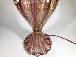 Murano Glass Lamp Barovier Toso Cordonato DOro Pink & Gold Aventurine