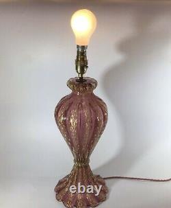 Murano Glass Lamp Barovier Toso Cordonato DOro Pink & Gold Aventurine