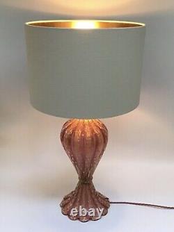 Murano Glass Lamp Barovier Toso Cordonato DOro Pink & Gold Aventurine