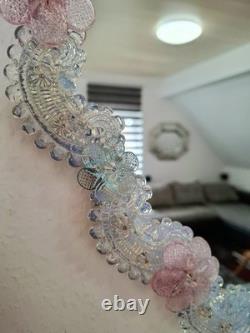 Murano Glass Mirror Pink & Turquoise Ornament Frame Original Venetian Mirror Art