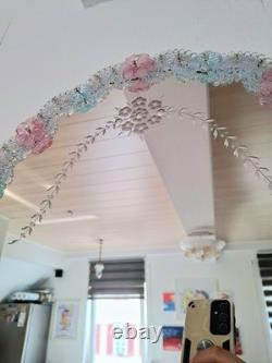 Murano Glass Mirror Pink & Turquoise Ornament Frame Original Venetian Mirror Art