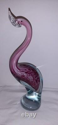 Murano Glass Pink White Flamingo