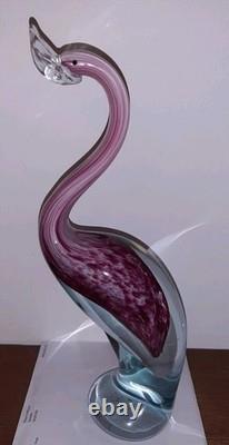 Murano Glass Pink White Flamingo