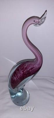 Murano Glass Pink White Flamingo