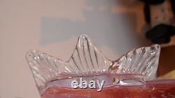 Murano Glass Pink White Metal Inclusions Vase with Wings