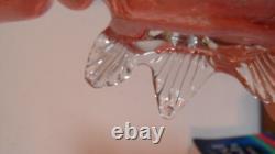 Murano Glass Pink White Metal Inclusions Vase with Wings