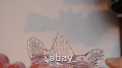 Murano Glass Pink White Metal Inclusions Vase with Wings