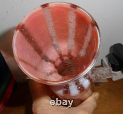 Murano Glass Pink White Metal Inclusions Vase with Wings