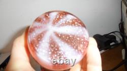 Murano Glass Pink White Metal Inclusions Vase with Wings