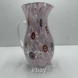 Murano Glass Pitcher Pink Millefiori Art Glass Voltolina 2018 Hand Blown Ital