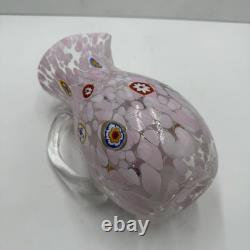 Murano Glass Pitcher Pink Millefiori Art Glass Voltolina 2018 Hand Blown Ital
