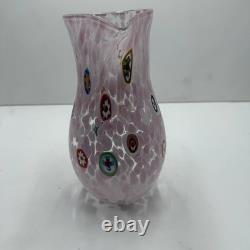 Murano Glass Pitcher Pink Millefiori Art Glass Voltolina 2018 Hand Blown Ital