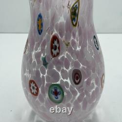 Murano Glass Pitcher Pink Millefiori Art Glass Voltolina 2018 Hand Blown Ital