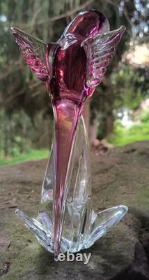 Murano Glass Rubenio Pink Parakeet, Birds of the World Collection