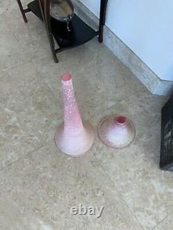 Murano Glass Seguso Vase Scavo Tall Pink Double Use Multi usable